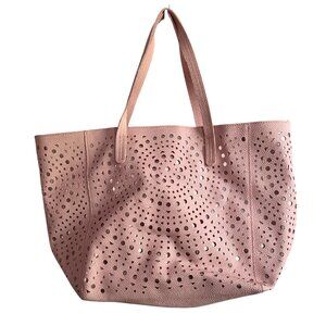 Bath And Body Works Tote Bag Zippered Blush Pale Pink Metallic Large VIP Boho